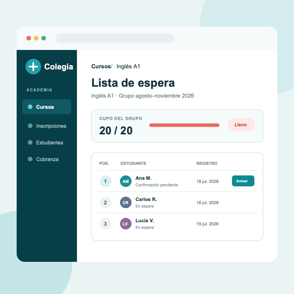 Listas de espera automáticas: no pierdas ni un estudiante cuando el cupo se llena